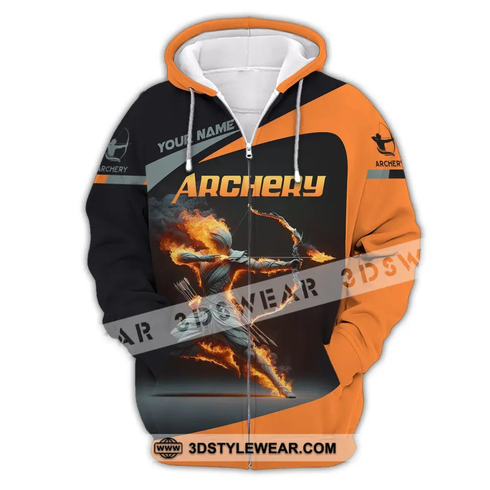 Unisex Shirt Custom Name Archery Shirt Archery Polo Long Sleeve Archery Love T-Shirt Zipper Hoodie / S T-shirt