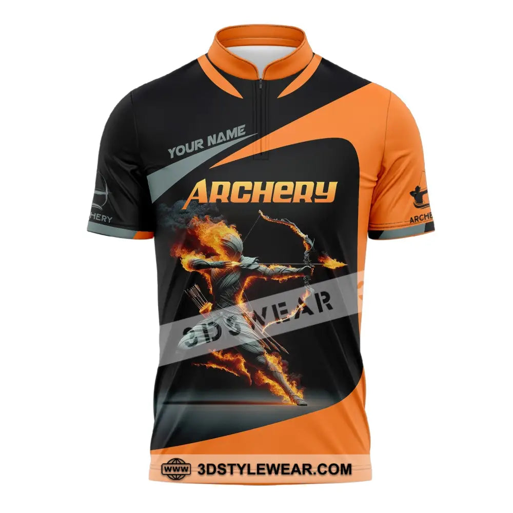 Unisex Shirt Custom Name Archery Shirt Archery Polo Long Sleeve Archery Love T-Shirt Zipper Polo Shirt / S T-shirt
