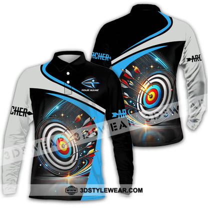 Unisex Shirt - Custom Name Archery Sport Long Sleeve Polo / S T-Shirt