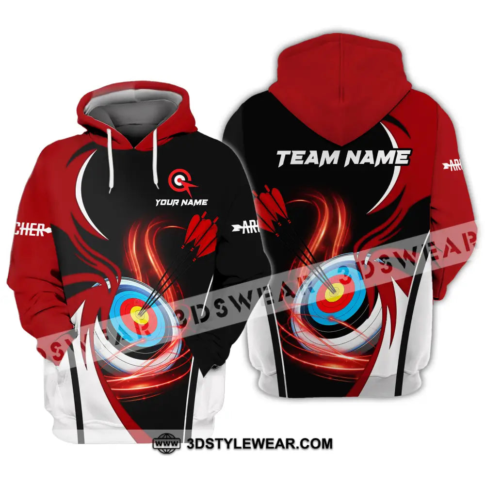 Unisex Shirt - Custom Name Archery Sport Red Wave Hoodie / S T-Shirt