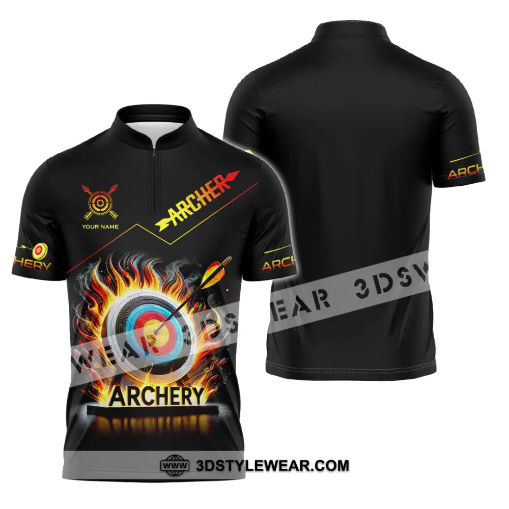 Unisex Shirt Custom Name Archery T-Shirt Archer Hoodie Long Sleeve Gift For Lovers Zipper Polo / S