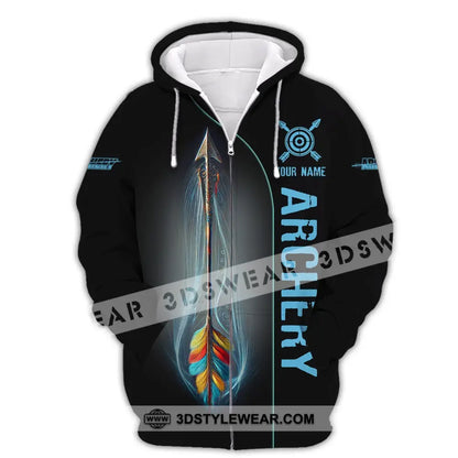 Unisex Shirt Custom Name Archery T-Shirt Hoodie Long Sleeve Gift For Lover Zipper / S