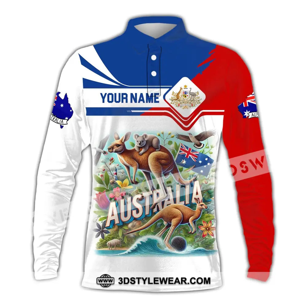 Unisex Shirt Custom Name Australia Polo Long Sleeve Gift / S T-Shirt