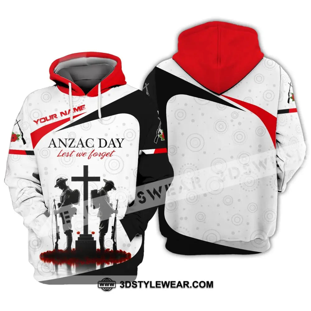 Unisex Shirt Custom Name Australia T-Shirt Anzac Day Remembrance Hoodie / S