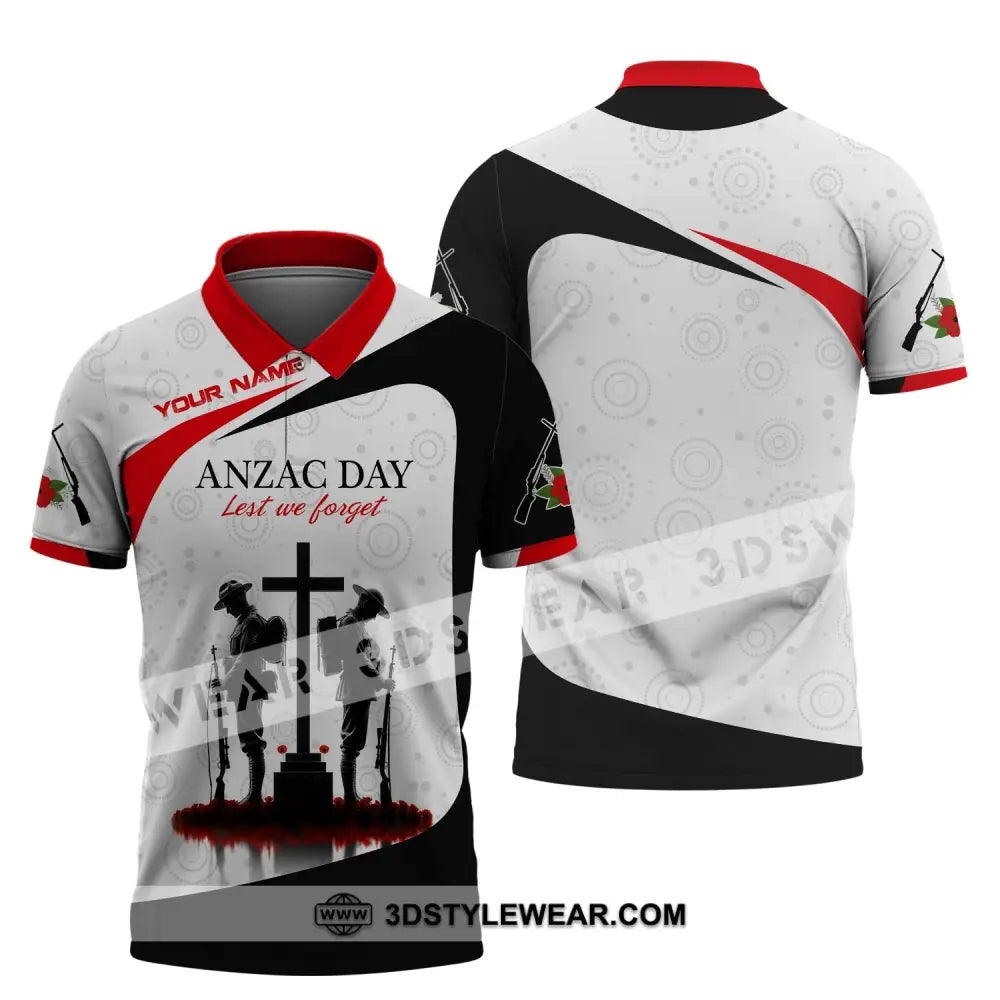 Unisex Shirt Custom Name Australia T-Shirt Anzac Day Remembrance Polo / S