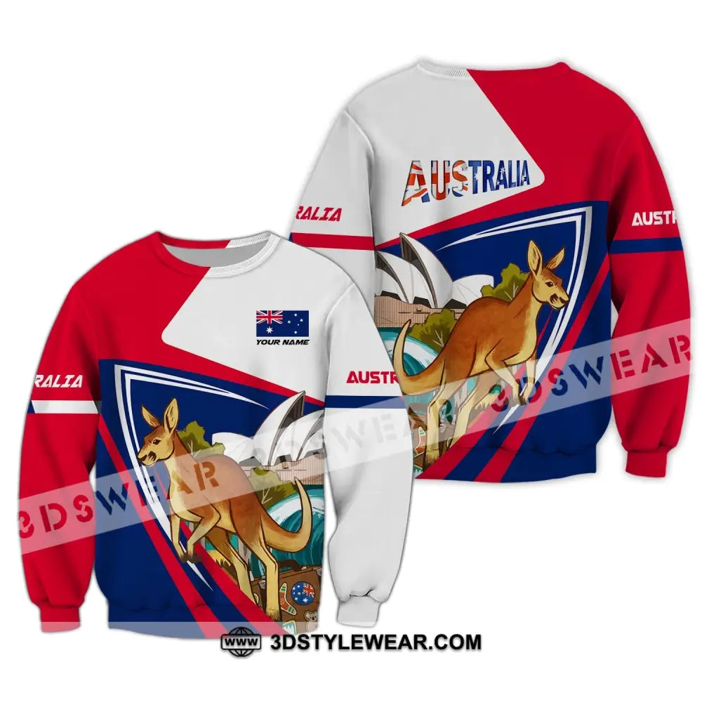 Unisex Shirt Custom Name Australia T-Shirt Kangaroo Long Sleeve / S