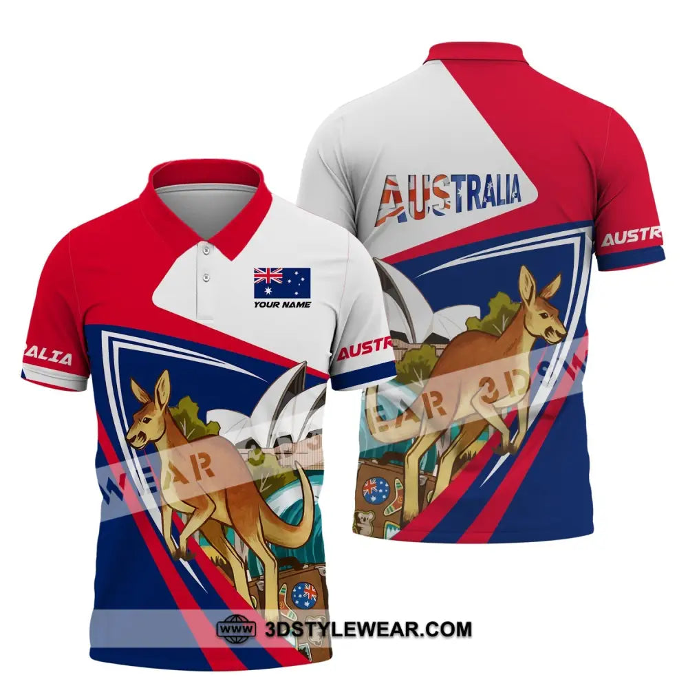 Unisex Shirt Custom Name Australia T-Shirt Kangaroo Polo / S