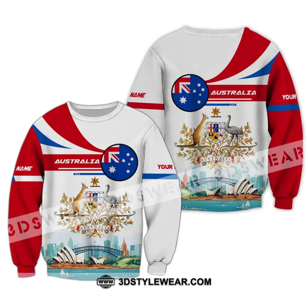 Unisex Shirt Custom Name Australia T-Shirt Sydney Harbour Bridge Long Sleeve / S