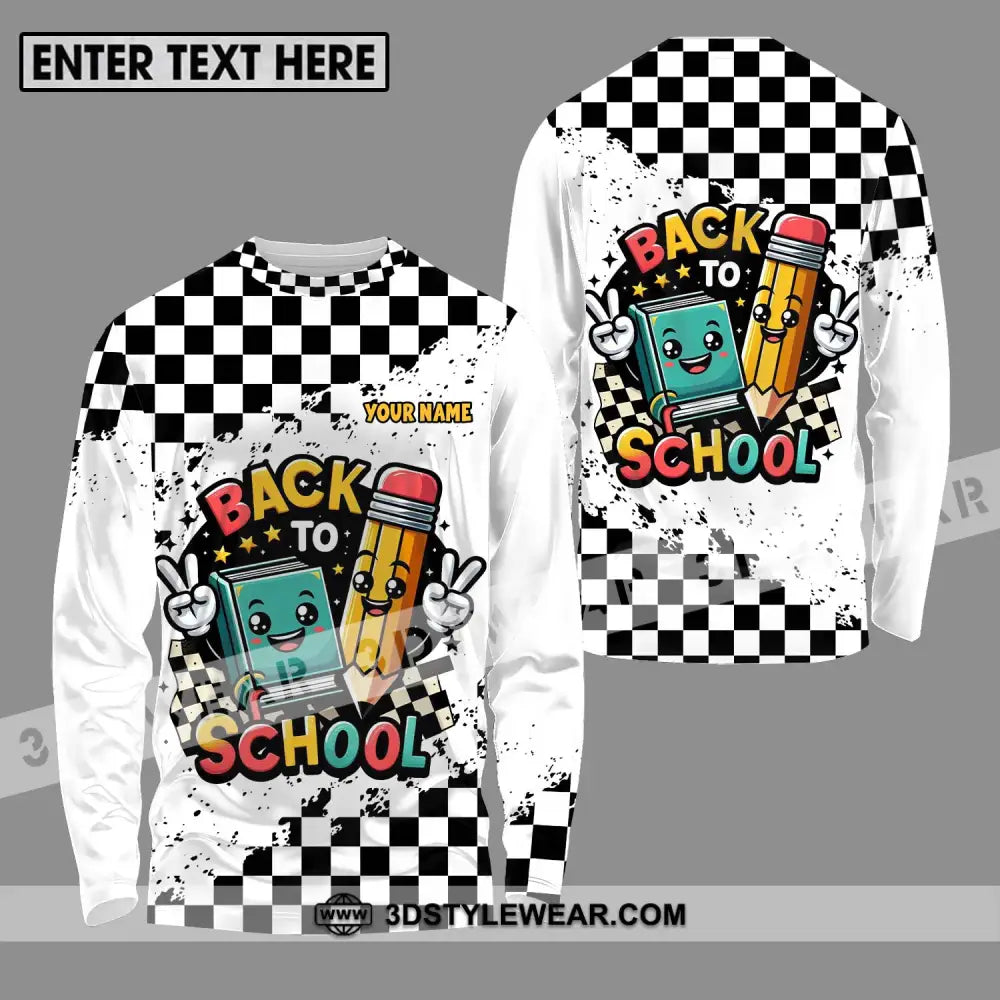 Unisex Shirt - Custom Name Back To School Target Flag Long Sleeve / S T-Shirt