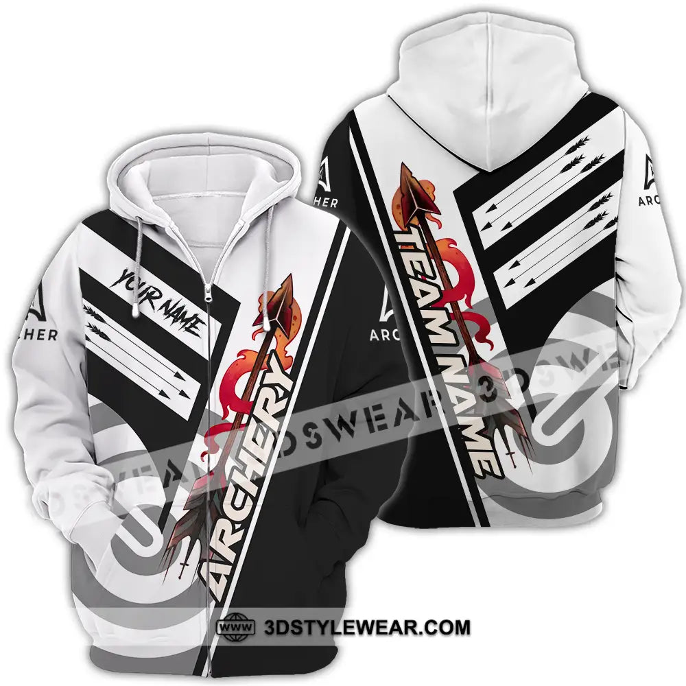Unisex Shirt - Custom Name Basic Archery Player Zipper Hoodie / S T-Shirt