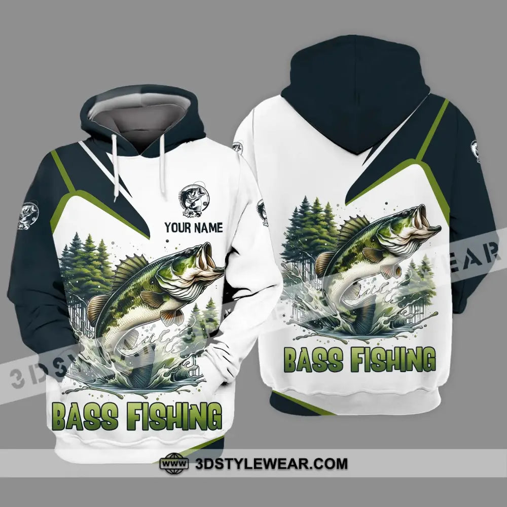 Unisex Shirt - Custom Name Bass Fishing Lake In The Forest Hoodie / S T-Shirt