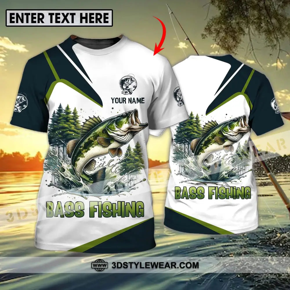 Unisex Shirt - Custom Name Bass Fishing Lake In The Forest T-Shirt