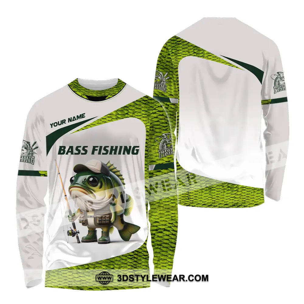 Unisex Shirt Custom Name Bass Fishing Lover Hoodie Long Sleeve / S T-Shirt