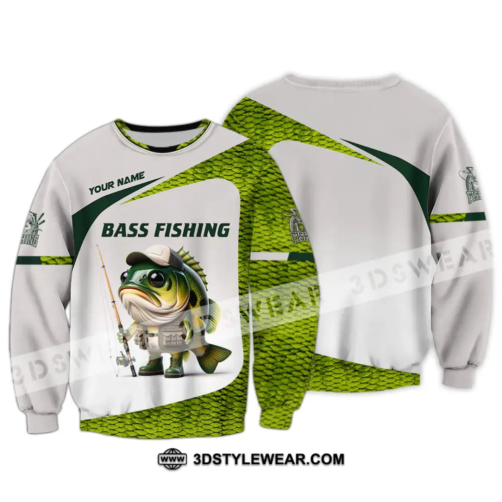 Unisex Shirt Custom Name Bass Fishing Lover Hoodie Long Sleeve / S T-Shirt