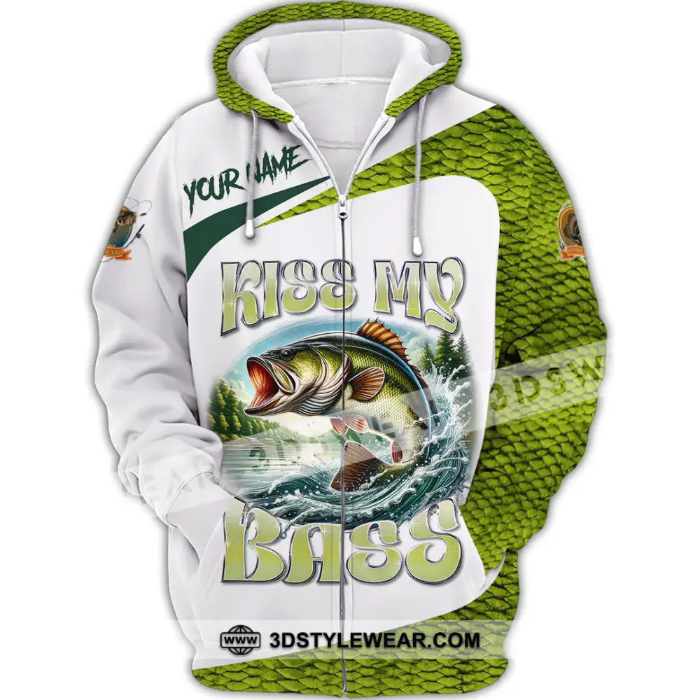 Unisex Shirt Custom Name Bass Fishing Lover Hoodie Polo Long Sleeve Zipper / S T-Shirt