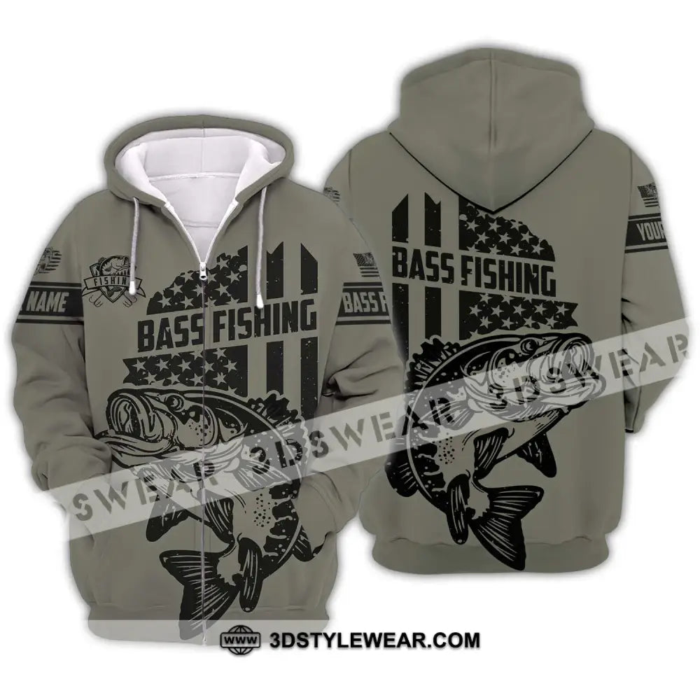 Unisex Shirt - Custom Name Bass Fishing Zipper Hoodie / S T-Shirt