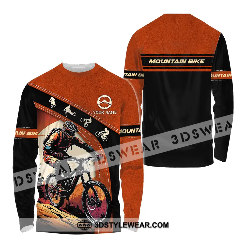 Unisex Shirt - Custom Name Biker For Mountain Bike Player Long Sleeve / S T-Shirt