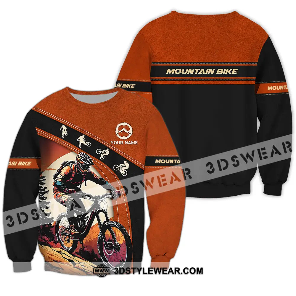 Unisex Shirt - Custom Name Biker For Mountain Bike Player Long Sleeve / S T-Shirt