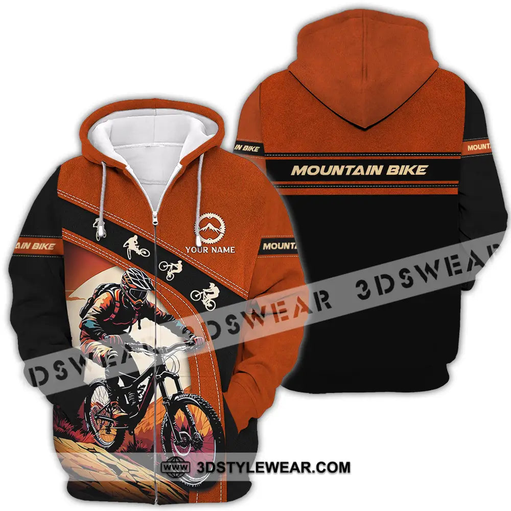 Unisex Shirt - Custom Name Biker For Mountain Bike Player Zipper Hoodie / S T-Shirt