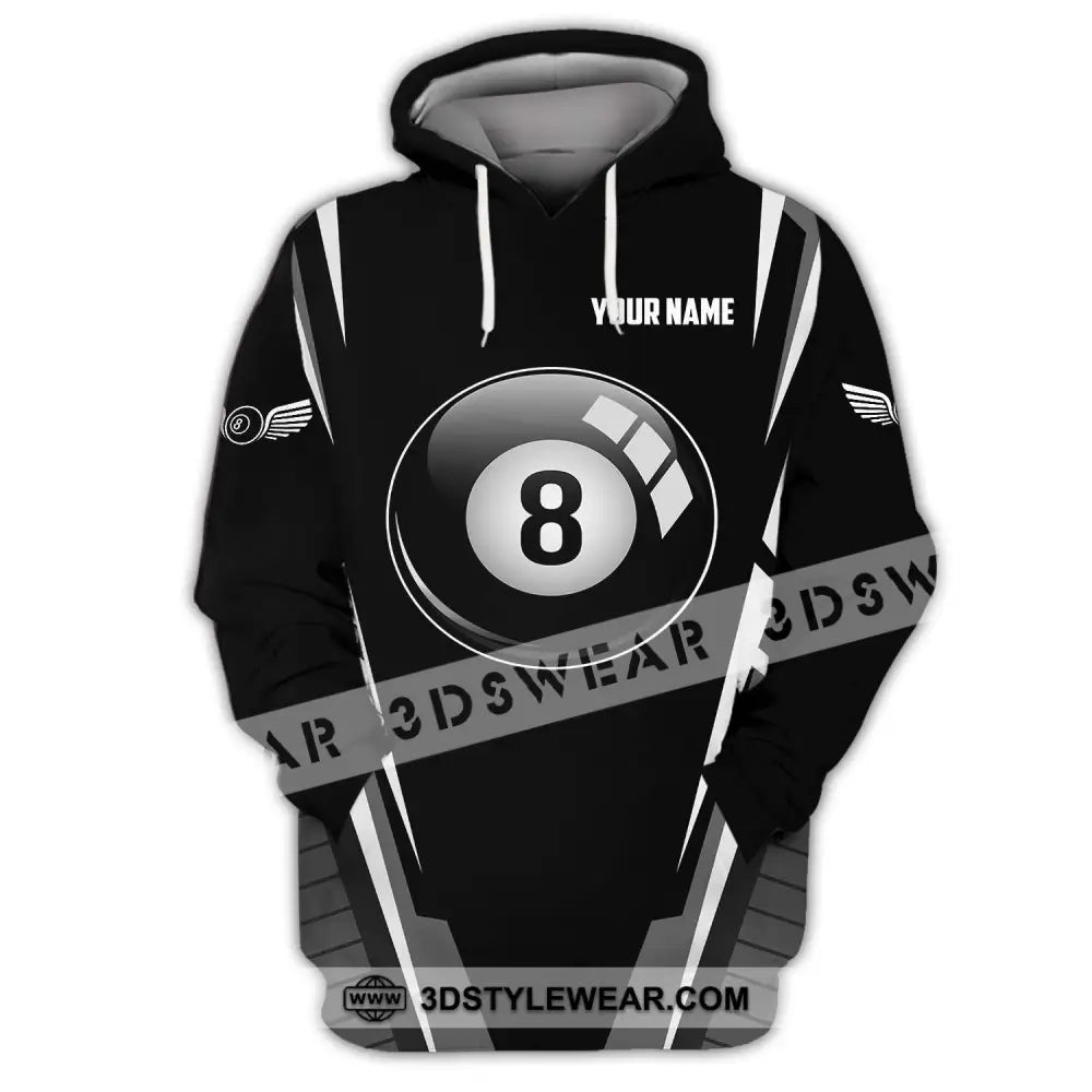 Unisex Shirt - Custom Name Billiard Ball Black And White Hoodie / S T-Shirt