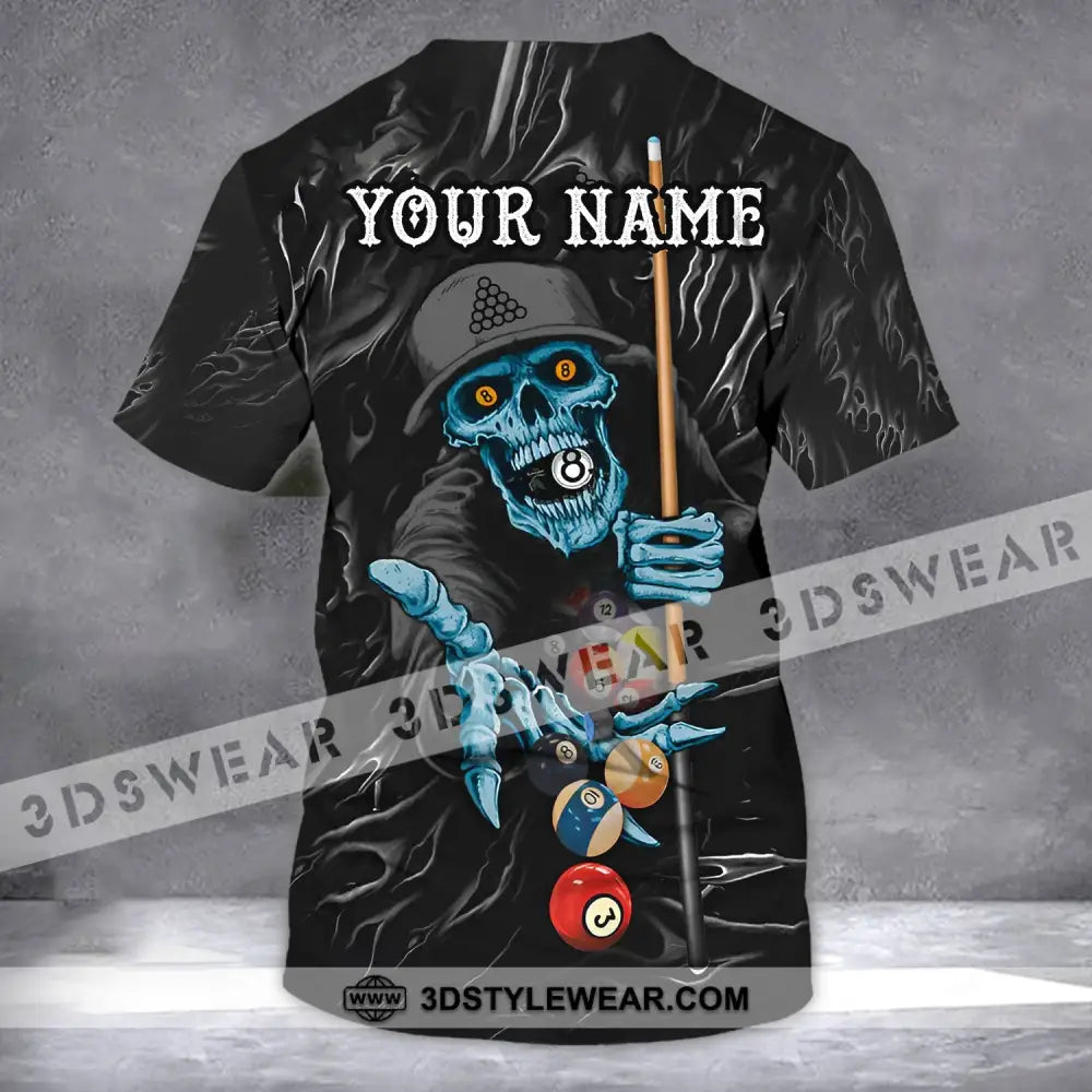 Unisex Shirt - Custom Name Billiards T-Shirt Skull Clothing T-Shirt