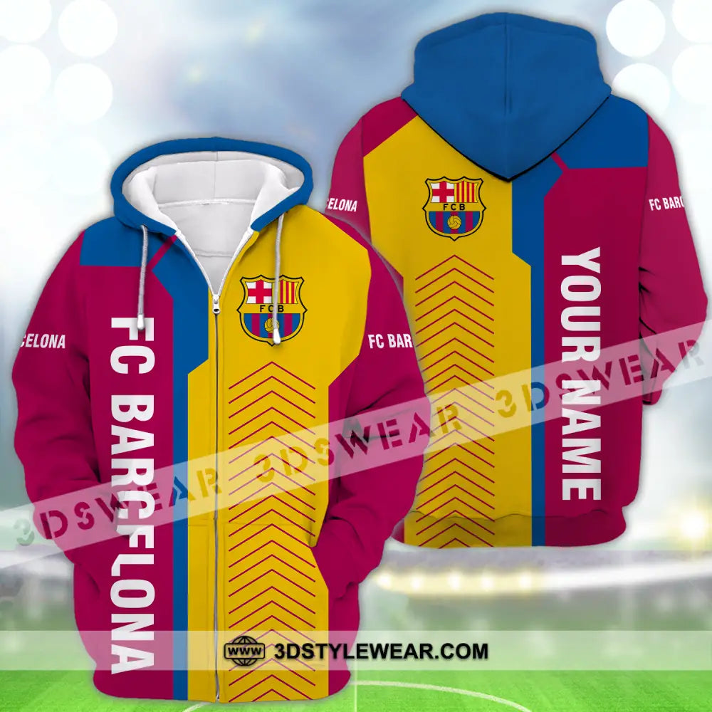 Unisex Shirt - Custom Name Blaugrana Lover Ball Zipper Hoodie / S T-Shirt