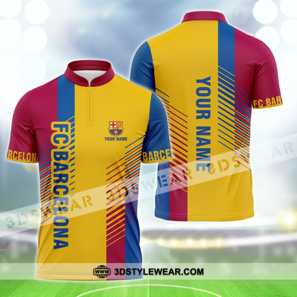 Unisex Shirt - Custom Name Blaugrana Lover Zipper Polo / S T-Shirt