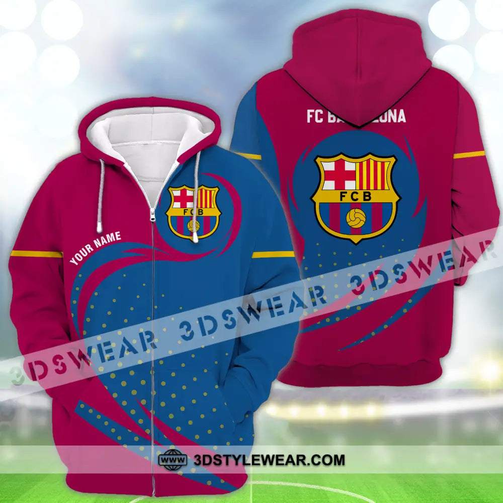 Unisex Shirt - Custom Name Blaugrana Zipper Hoodie / S T-Shirt