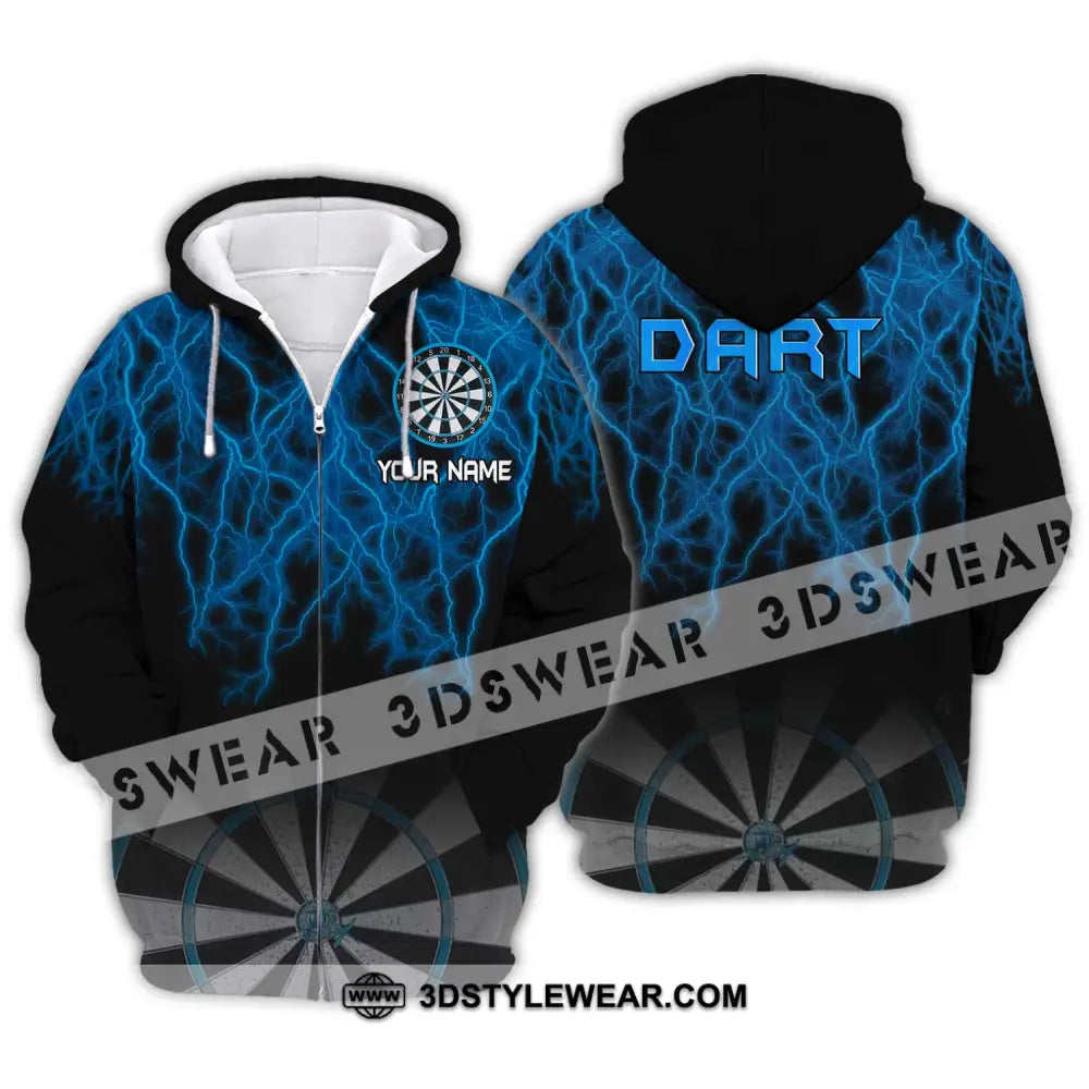 Unisex Shirt - Custom Name Blue Dart Zipper Hoodie / S T-Shirt