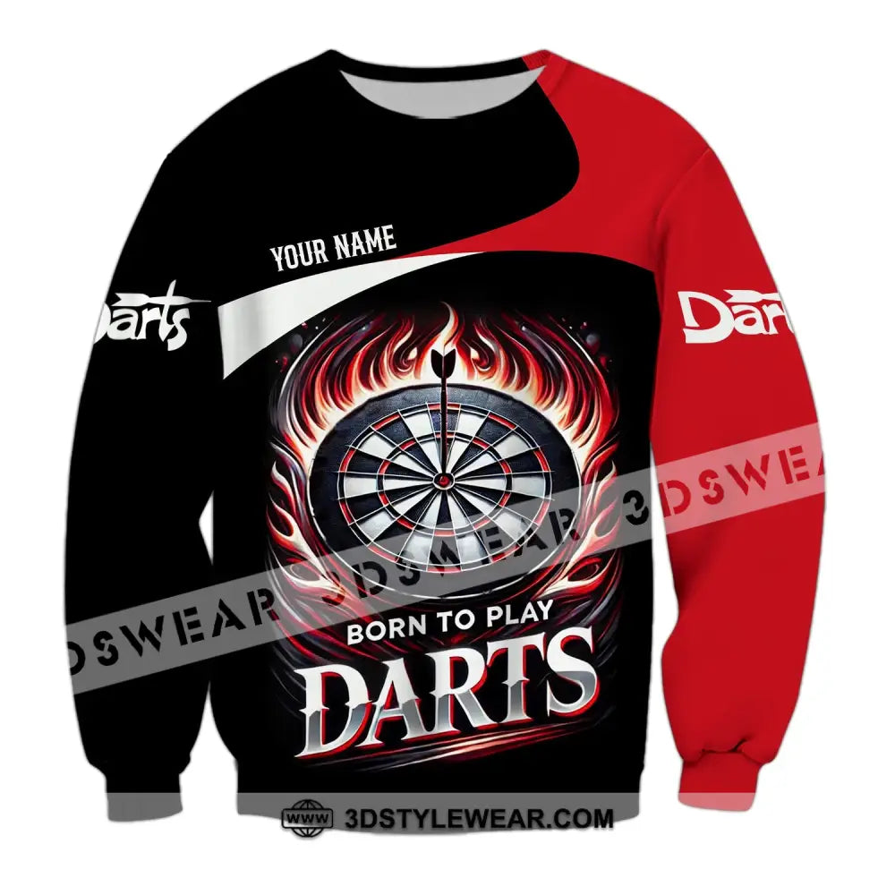 Unisex Shirt - Custom Name Born To Play Dart Long Sleeve / S T-Shirt