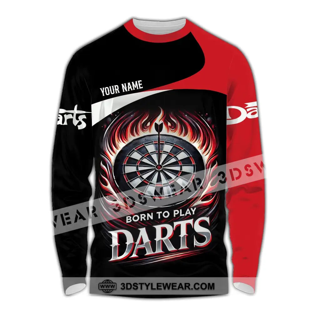 Unisex Shirt - Custom Name Born To Play Dart Long Sleeve / S T-Shirt