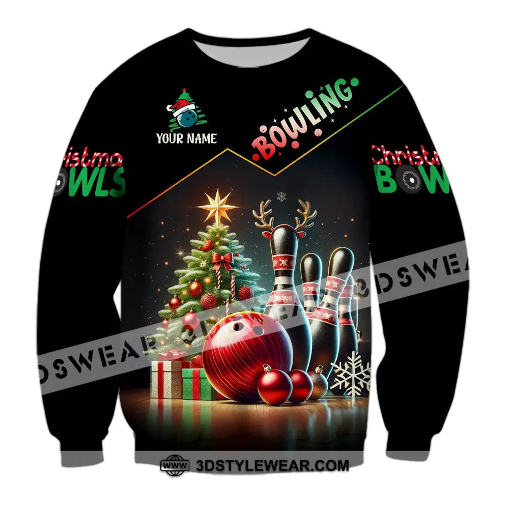 Unisex Shirt Custom Name Bowling Christmas Love Gift Long Sleeve / S T-Shirt