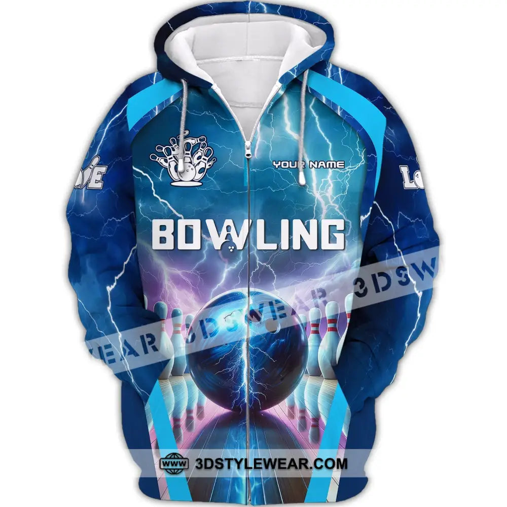 Unisex Shirt Custom Name Bowling Club Hoodie Player Gift Zipper / S T-Shirt