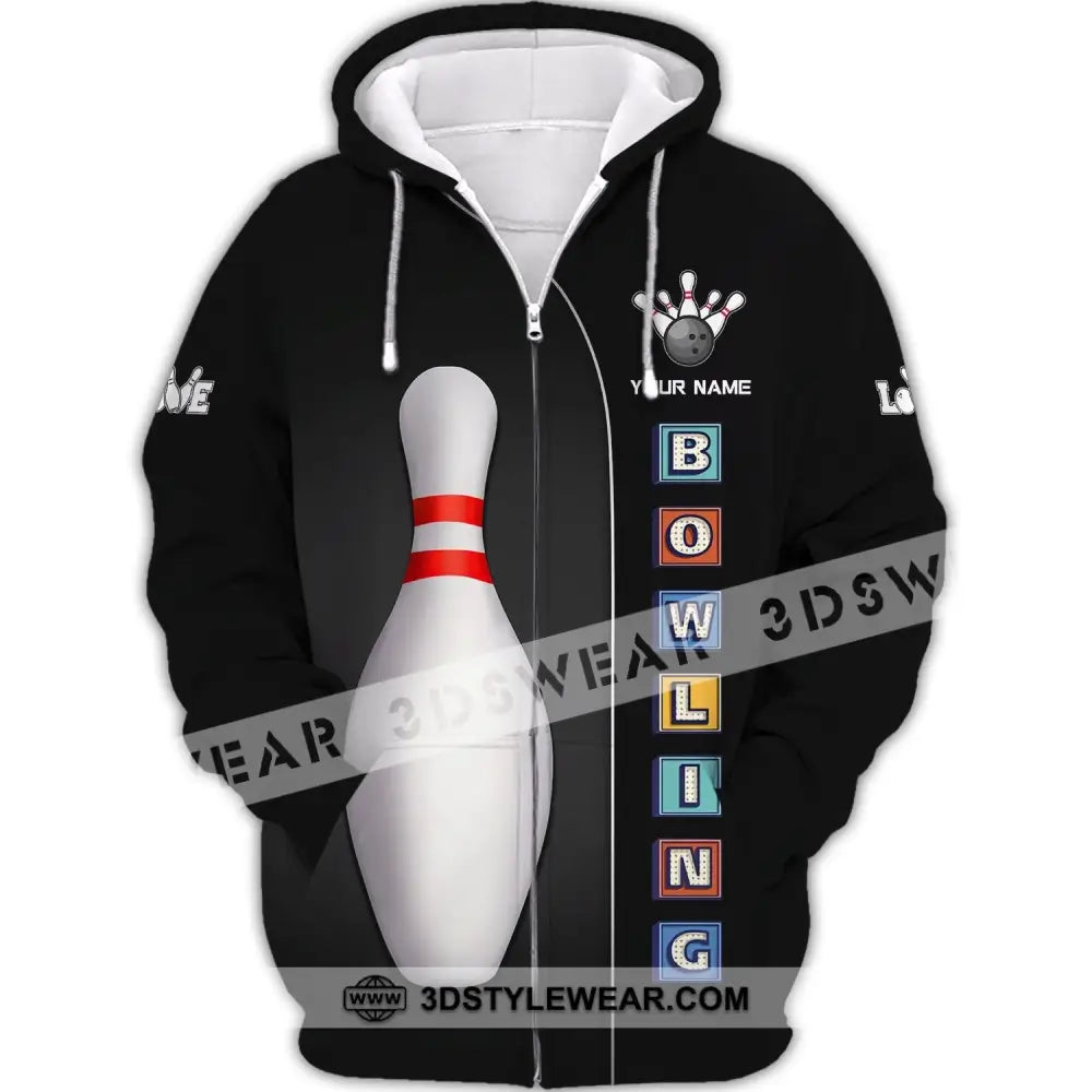 Unisex Shirt Custom Name Bowling For Lovers Gifts Zipper Hoodie / S T-Shirt
