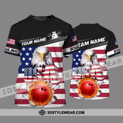 Unisex Shirt - Custom Name Bowling Lover America Flag T-Shirt / S T-Shirt