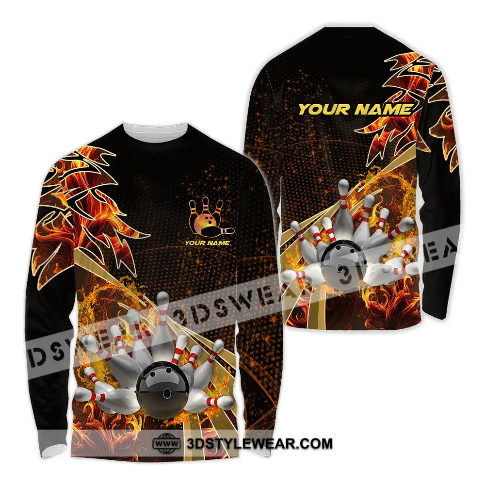 Unisex Shirt - Custom Name Bowling Player Long Sleeve / S T-Shirt