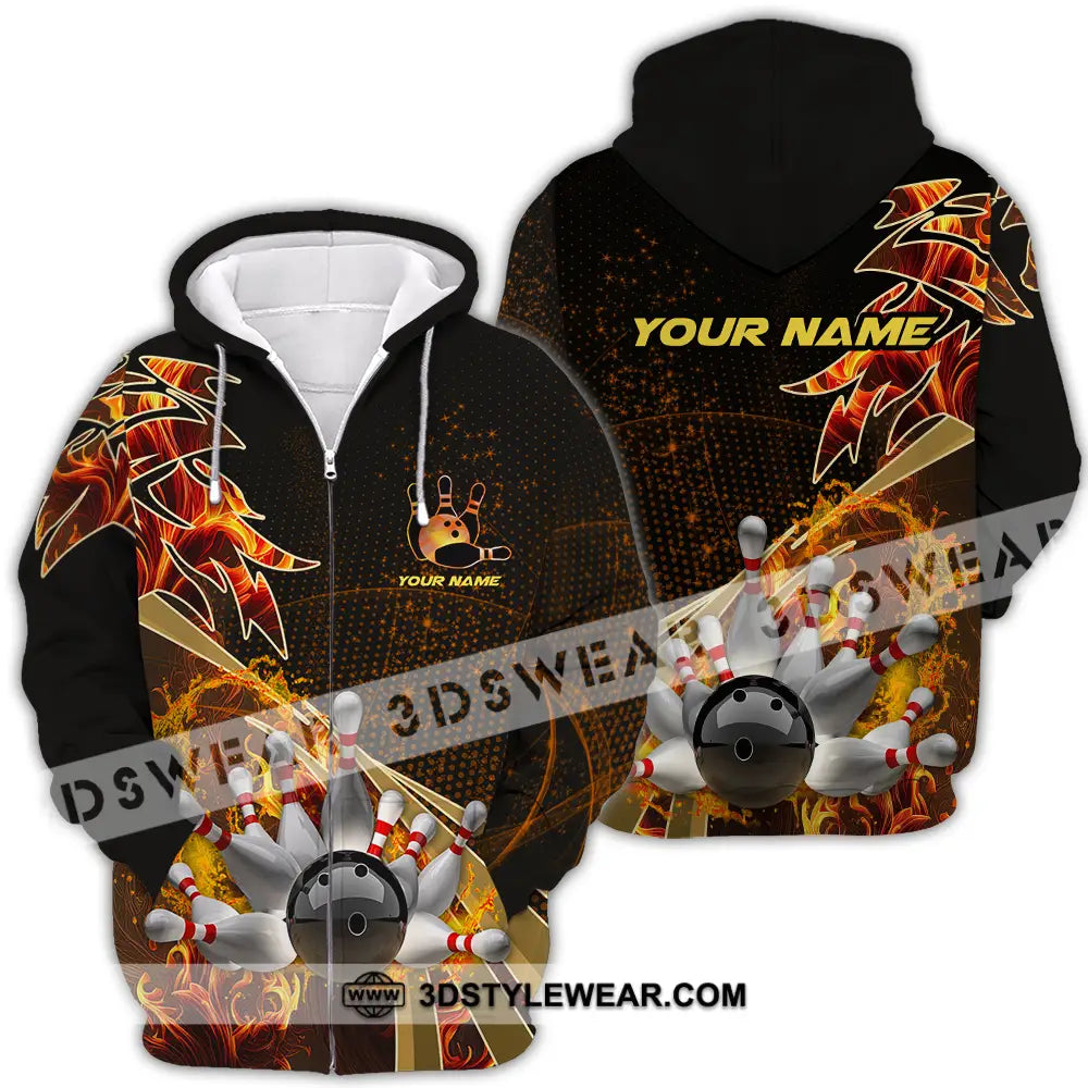 Unisex Shirt - Custom Name Bowling Player Zipper Hoodie / S T-Shirt