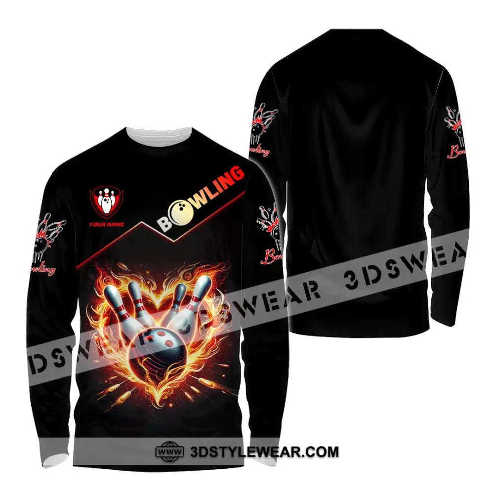 Unisex Shirt Custom Name Bowling Shirt Bowling Polo Long Sleeve Shirt Long Sleeve Shirt / S T-shirt