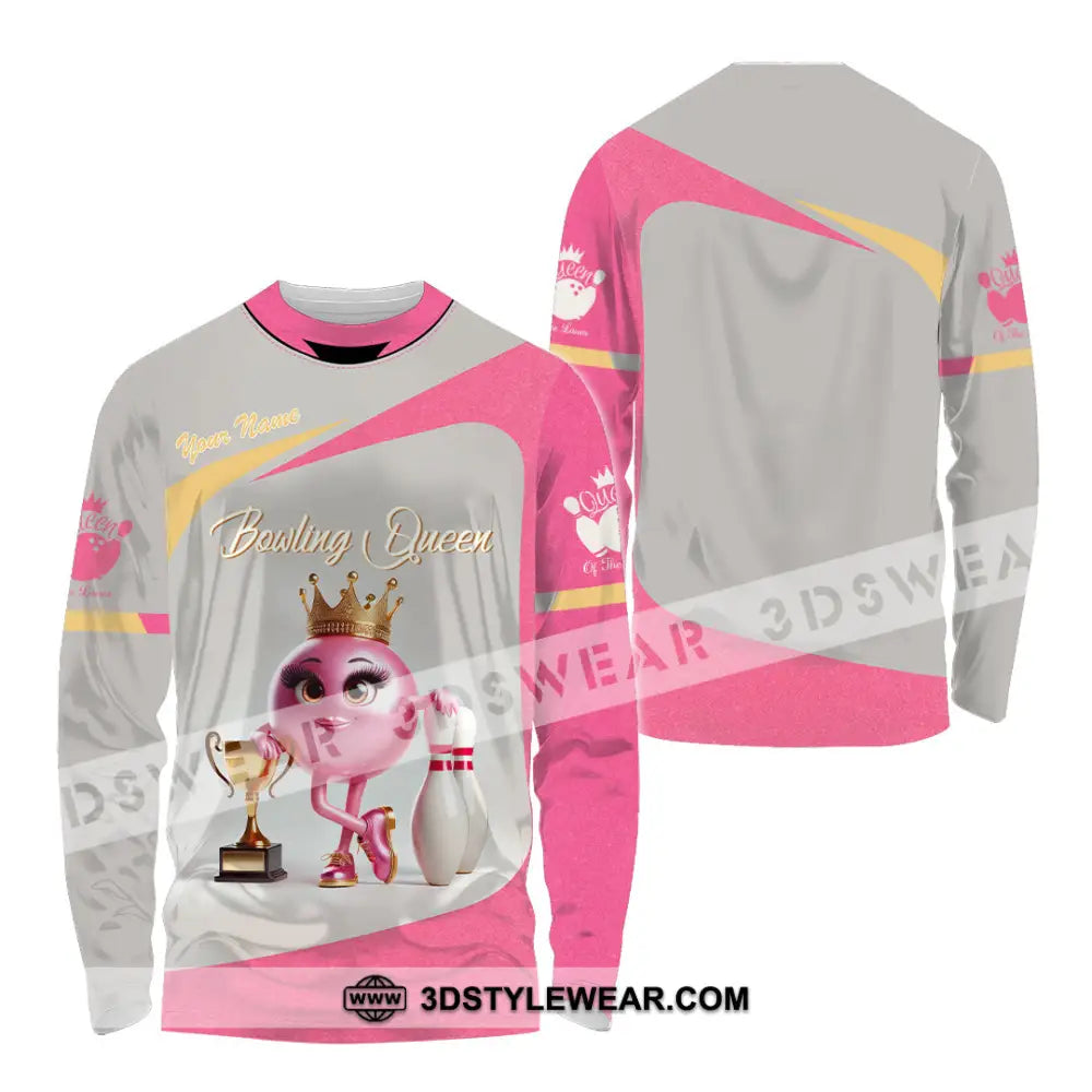 Unisex Shirt Custom Name Bowling Shirt Bowling Polo Long Sleeve Bowling T-Shirt Long Sleeve Shirt / S T-shirt