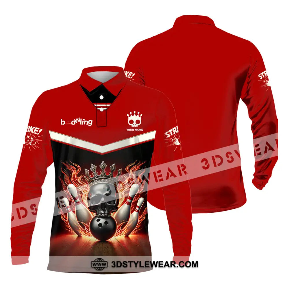Unisex Shirt Custom Name Bowling Shirt Bowling Polo Long Sleeve Bowling T-Shirt Long Sleeve Polo / S T-shirt