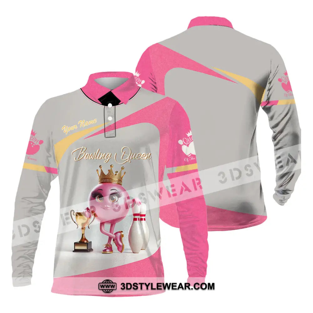 Unisex Shirt Custom Name Bowling Shirt Bowling Polo Long Sleeve Bowling T-Shirt Long Sleeve Polo / S T-shirt