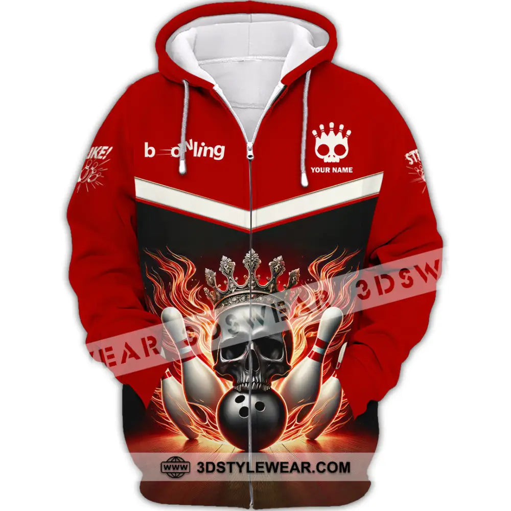 Unisex Shirt Custom Name Bowling Shirt Bowling Polo Long Sleeve Bowling T-Shirt Zipper Hoodie / S T-shirt