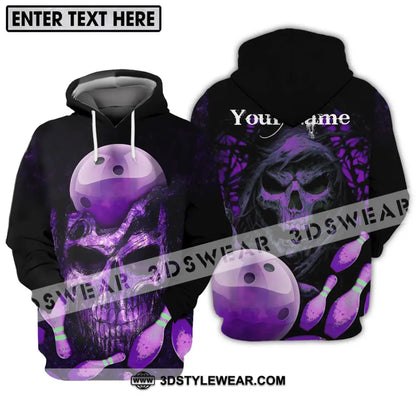 Unisex Shirt - Custom Name Bowling Purple Skull Hoodie / S T-Shirt