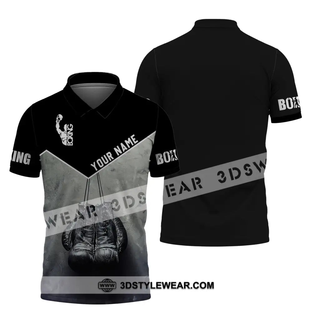 Unisex Shirt - Custom Name Boxing Black And White Polo / S T-Shirt