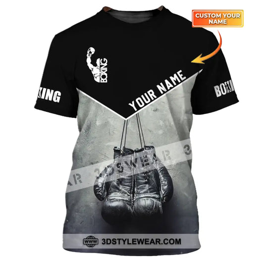 Unisex Shirt - Custom Name Boxing Black And White T-Shirt