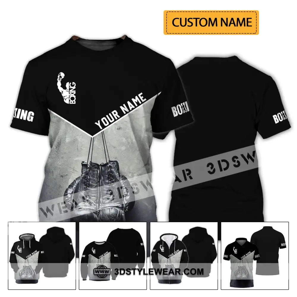 Unisex Shirt - Custom Name Boxing Black And White T-Shirt