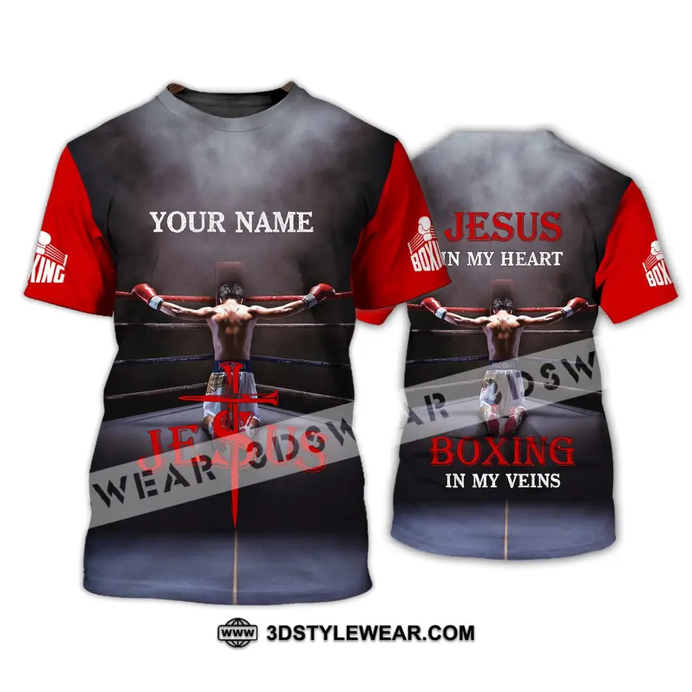 Unisex Shirt - Custom Name Boxing Gift For Lover Jeus In My Heart Veins T-Shirt / S T-Shirt