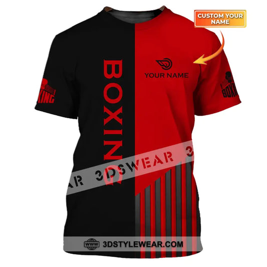 Unisex Shirt - Custom Name Boxing Gift For Player Black And Red 3D T-Shirt