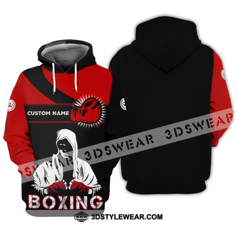 Unisex Shirt - Custom Name Boxing Gift For Player Black And Red Hoodie / S T-Shirt