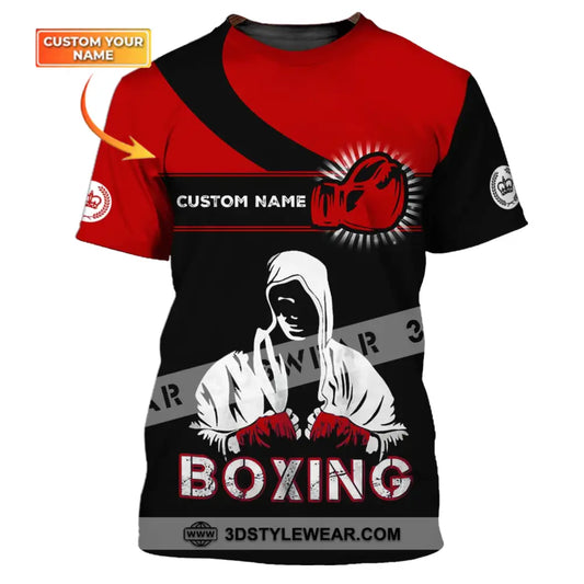 Unisex Shirt - Custom Name Boxing Gift For Player Black And Red T-Shirt